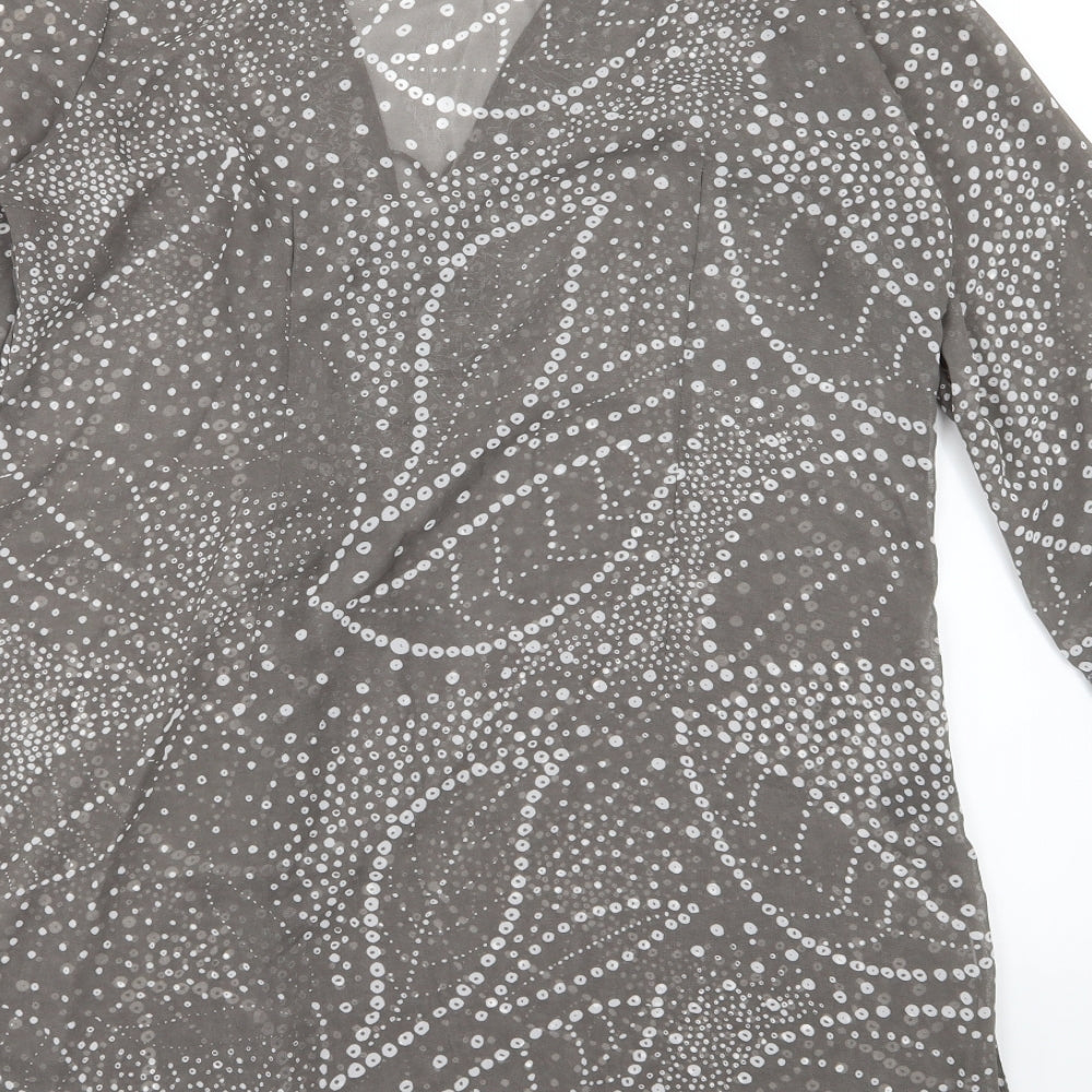 Jasper Conran Womens Grey Polka Dot Chiffon Basic Blouse Size 16  - Sequin