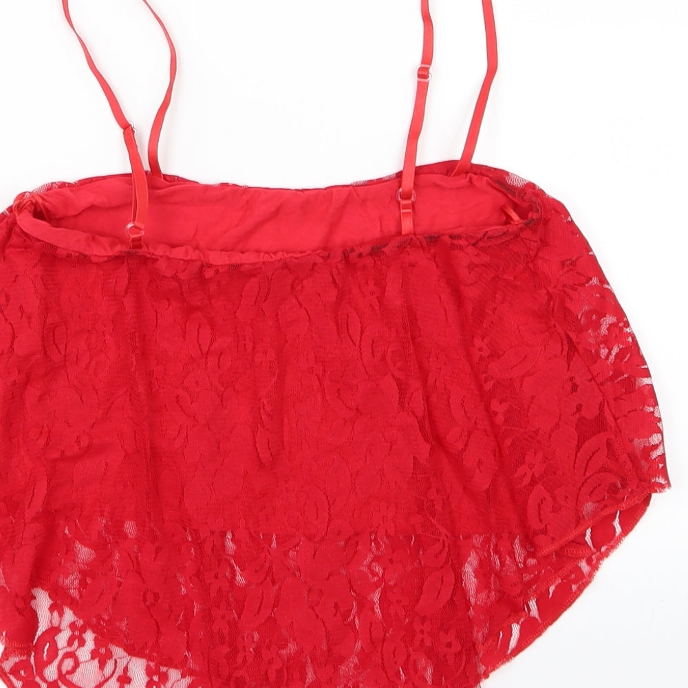 Preworn Womens Red Floral  Basic Blouse Size S