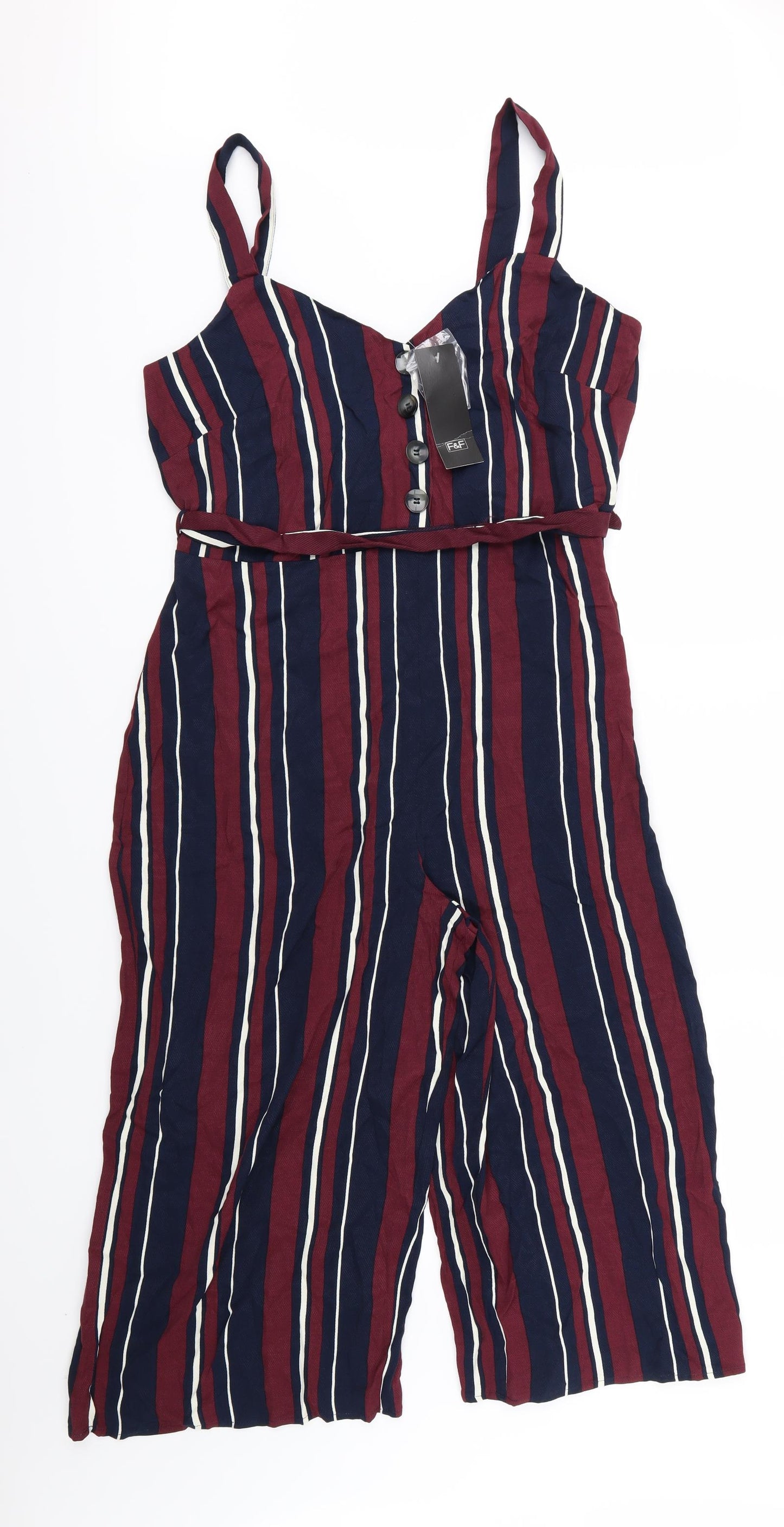 F&F Womens Multicoloured Striped  Jumpsuit One-Piece Size 18 L20 in