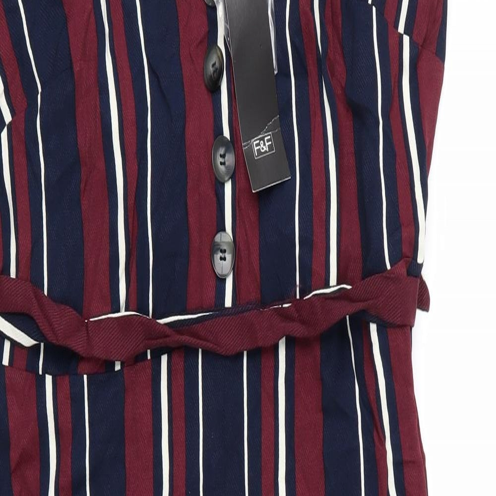 F&F Womens Multicoloured Striped  Jumpsuit One-Piece Size 18 L20 in