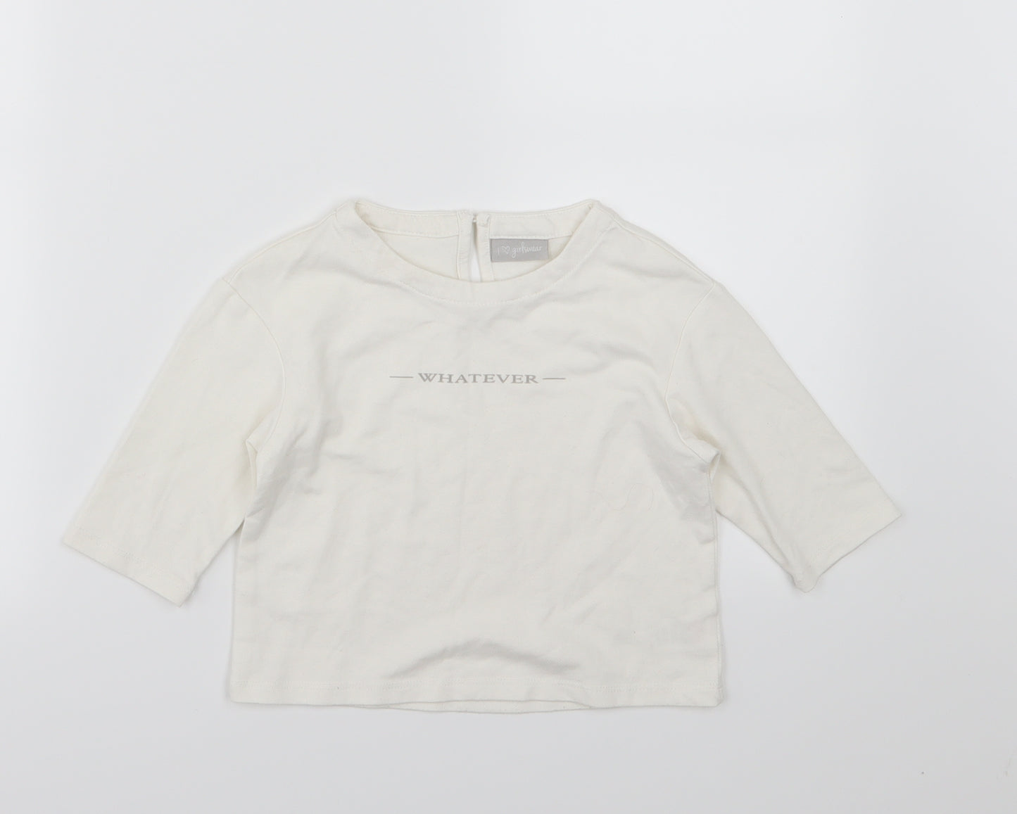 Matalan Girls White  Jersey Cropped T-Shirt Size 5 Years  - Whatever