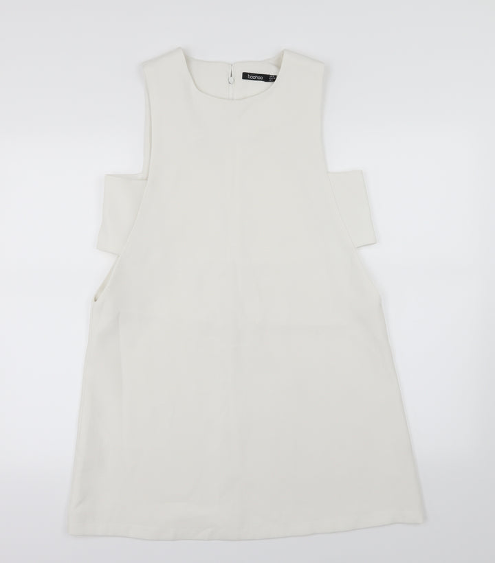 Boohoo Womens White   Skater Dress  Size 10