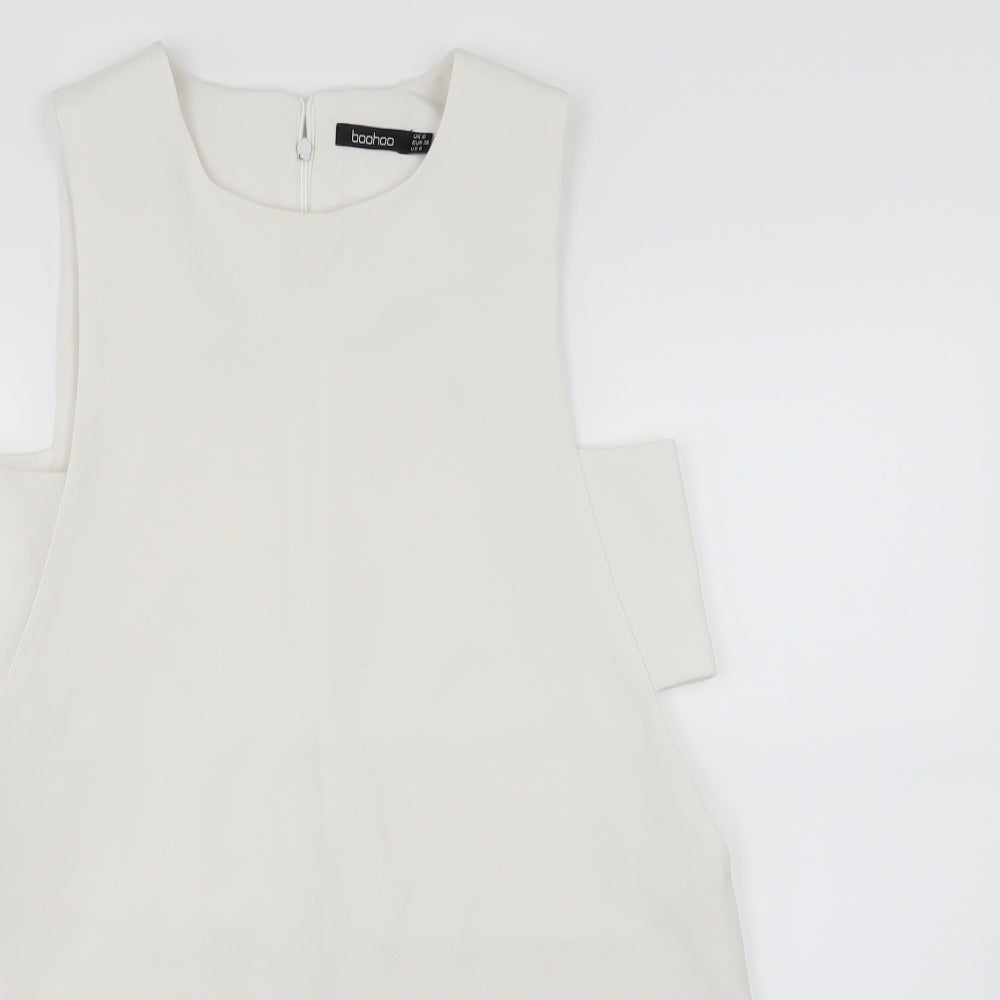 Boohoo Womens White   Skater Dress  Size 10