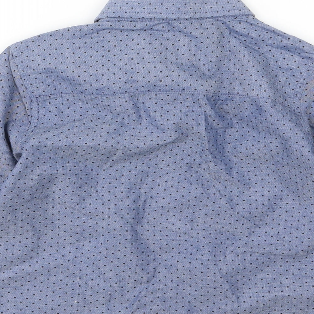 Steel & Jelly Boys Blue Polka Dot Woven Basic Button-Up Size 3-4 Years