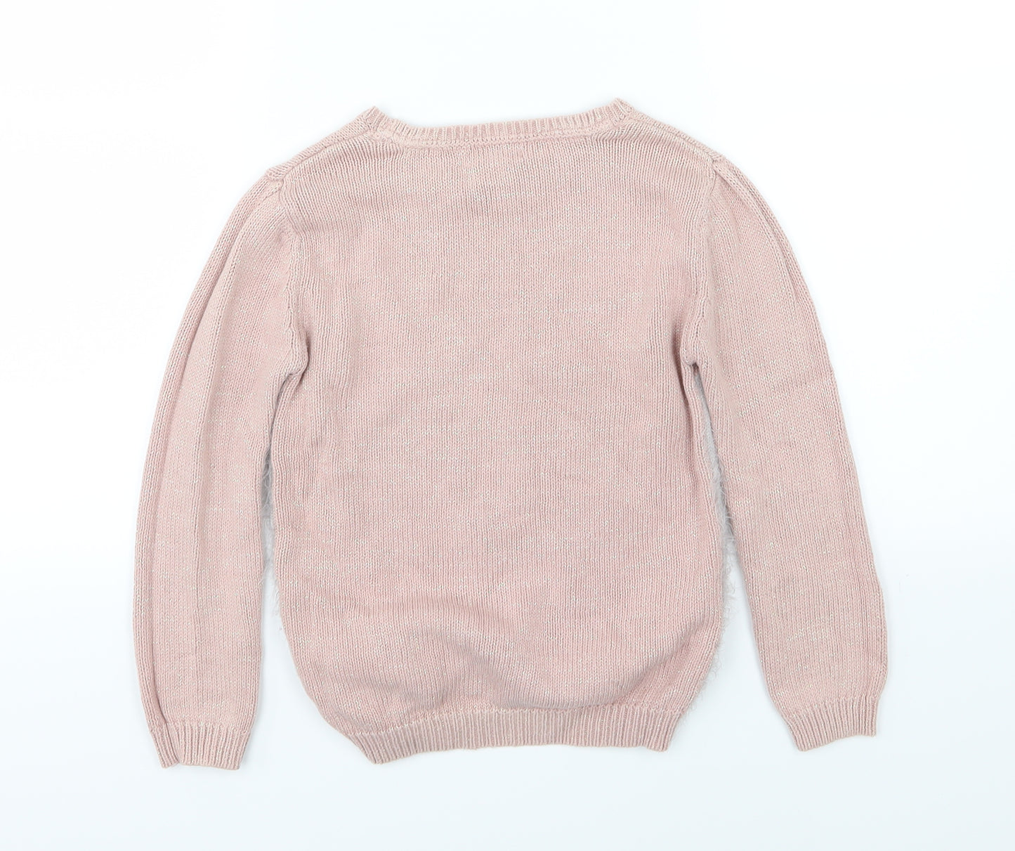 Primark Girls Pink  Knit Pullover Jumper Size 6-7 Years  - Cat