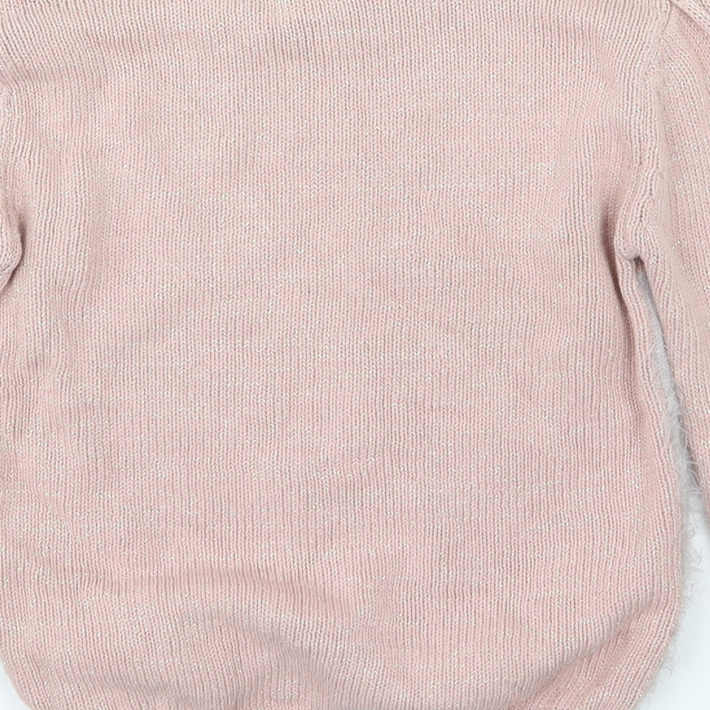 Primark Girls Pink  Knit Pullover Jumper Size 6-7 Years  - Cat