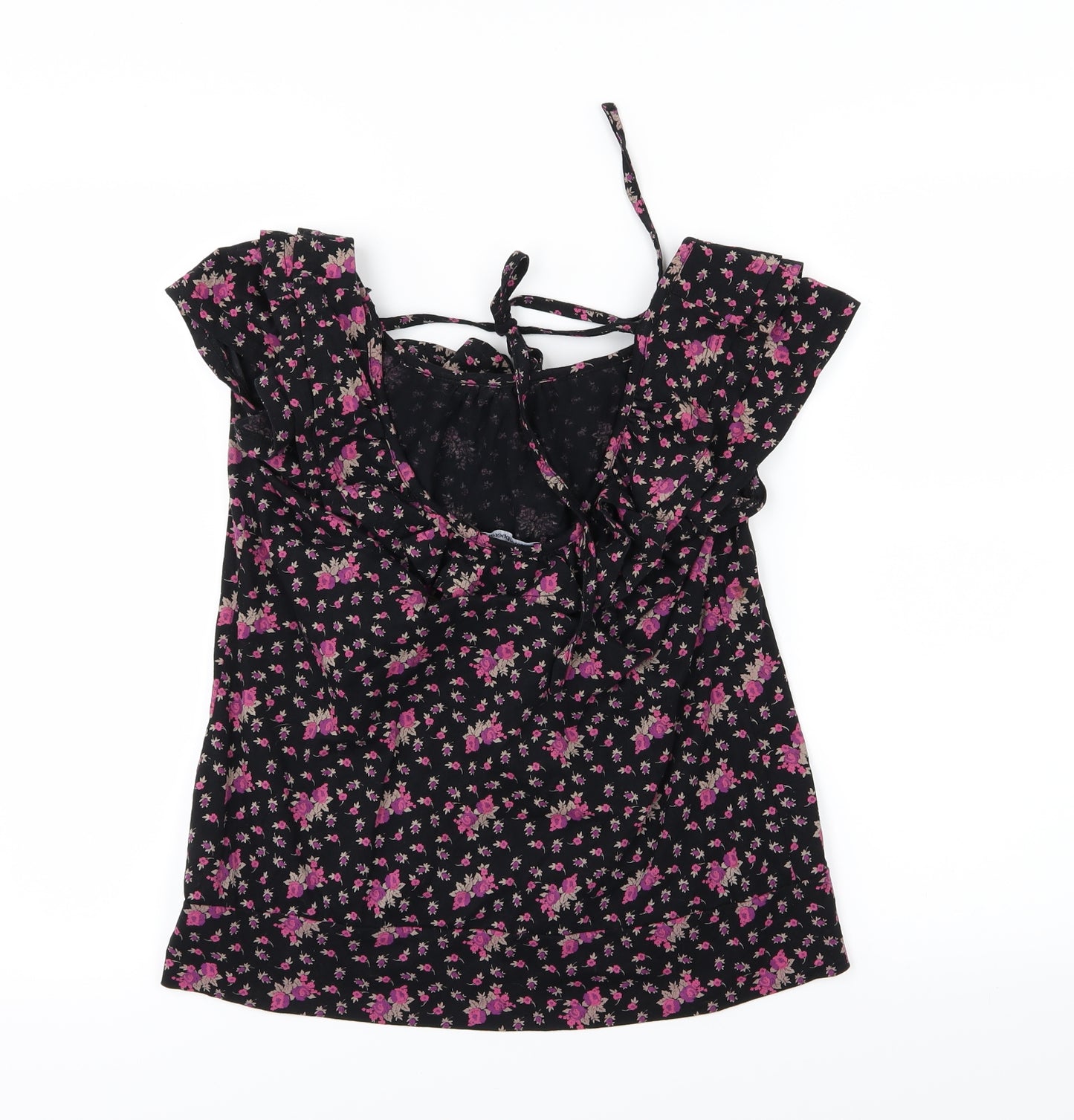 Primark Womens Black Floral Jersey Basic T-Shirt Size 12