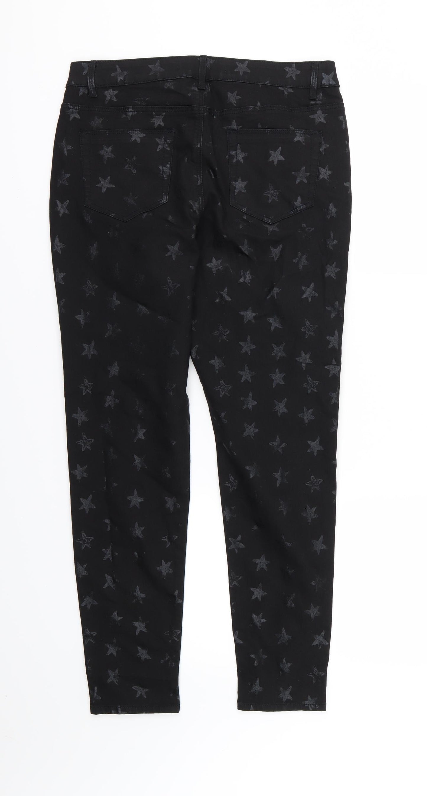 George Womens Black  Denim Skinny Jeans Size 14 L28 in - Star print
