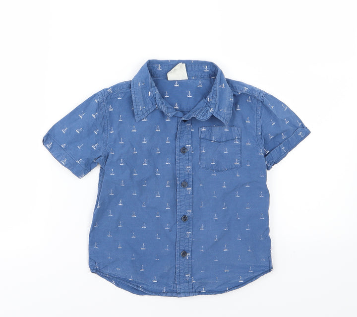 Cotton On Kids Boys Blue Woven Basic Button-Up Size 4 Years - Boat