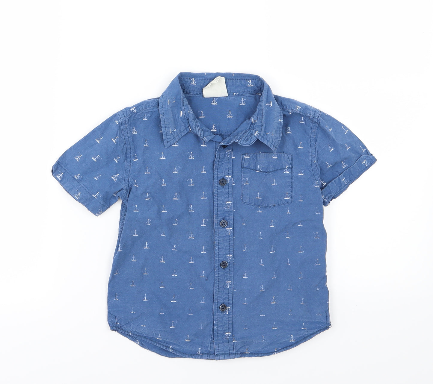 Cotton On Kids Boys Blue  Woven Basic Button-Up Size 4 Years  - Boat