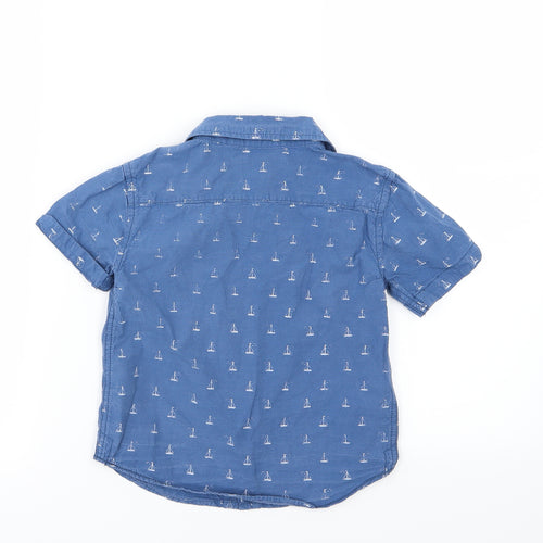Cotton On Kids Boys Blue  Woven Basic Button-Up Size 4 Years  - Boat