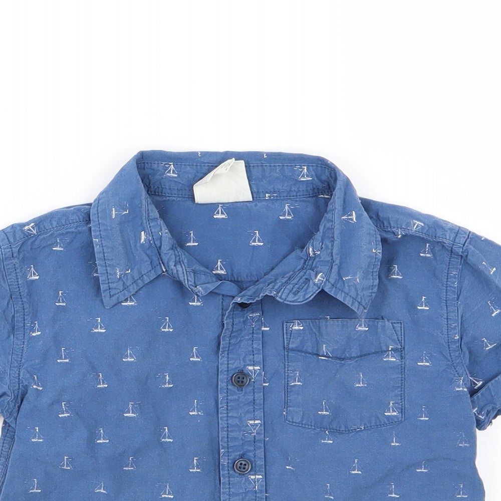 Cotton On Kids Boys Blue  Woven Basic Button-Up Size 4 Years  - Boat
