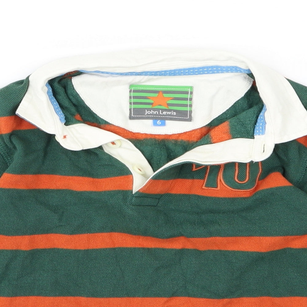 John Lewis Boys Green Striped  Pullover Sweatshirt Size 6 Years