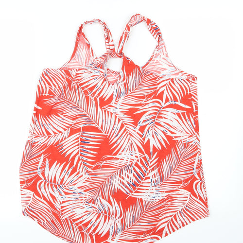 F&F Womens Red  Jersey Basic Tank Size 12  - leaf print