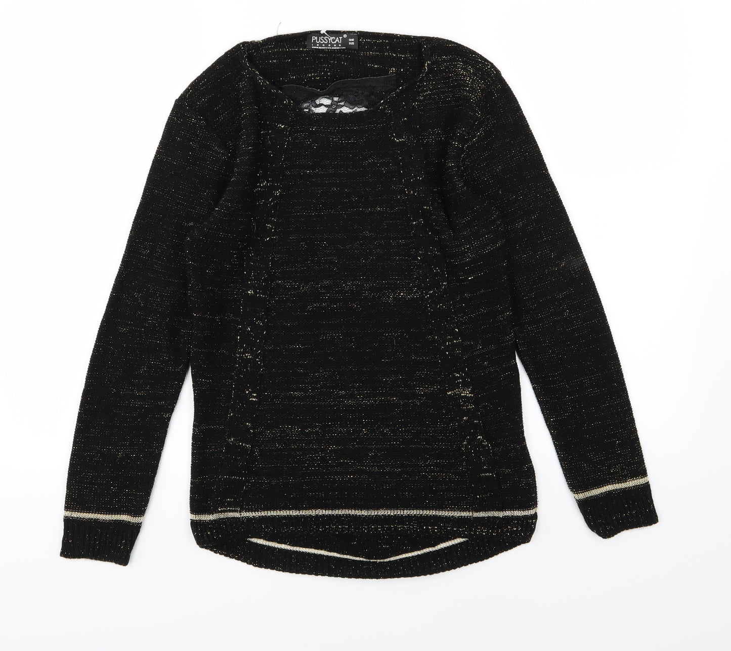 Pussycat London Womens Black  Knit Pullover Jumper One Size
