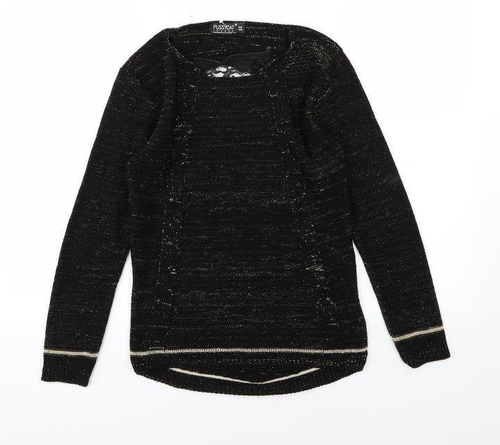 Pussycat London Womens Black  Knit Pullover Jumper One Size