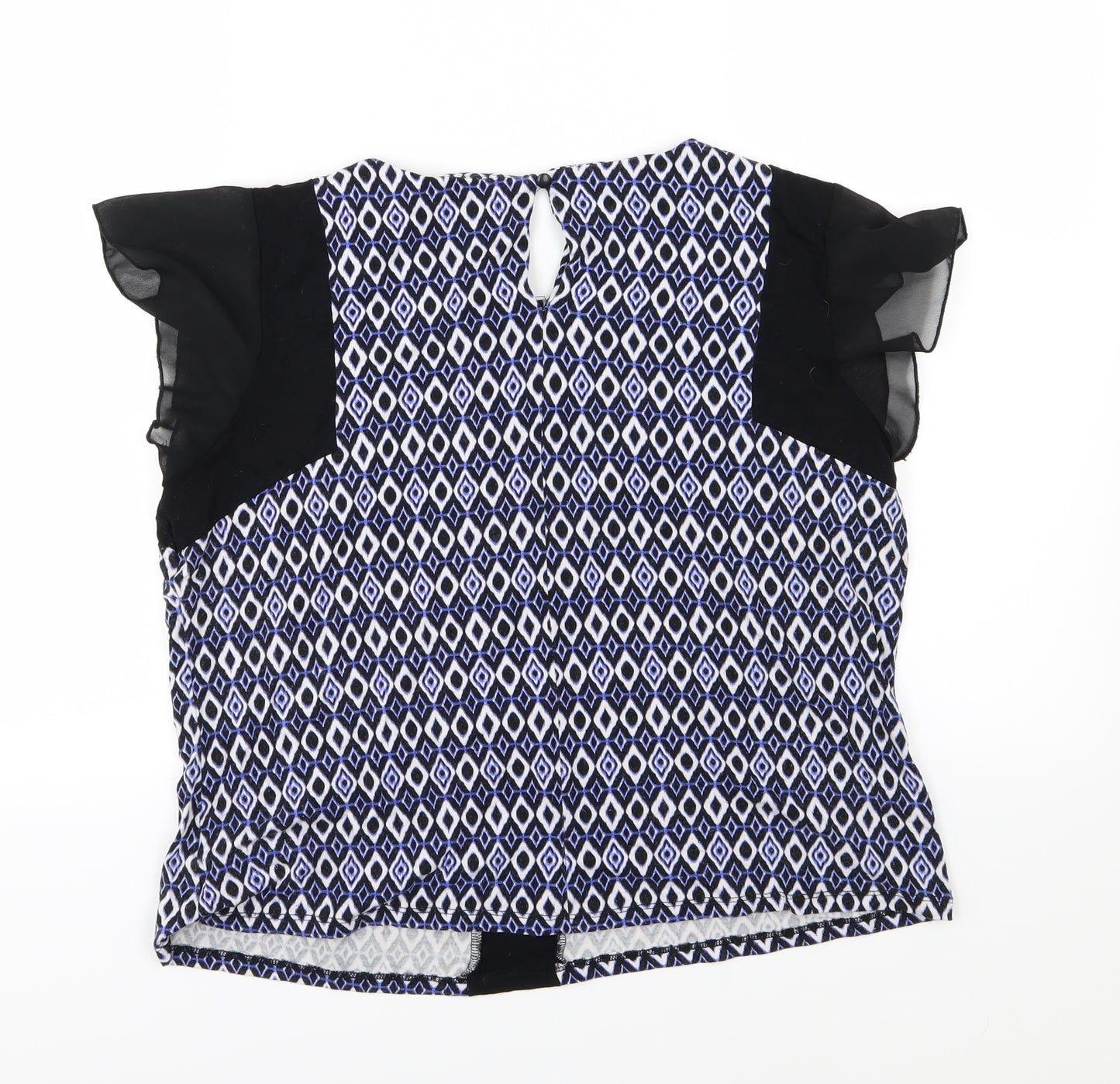 Papaya Womens Blue Argyle/Diamond Jersey Basic T-Shirt Size 16