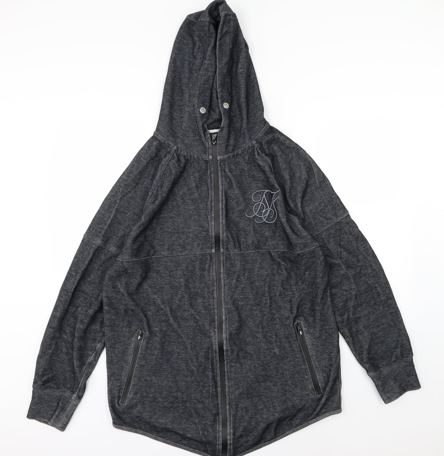 SikSilk Mens Grey  Jersey Full Zip Hoodie Size L