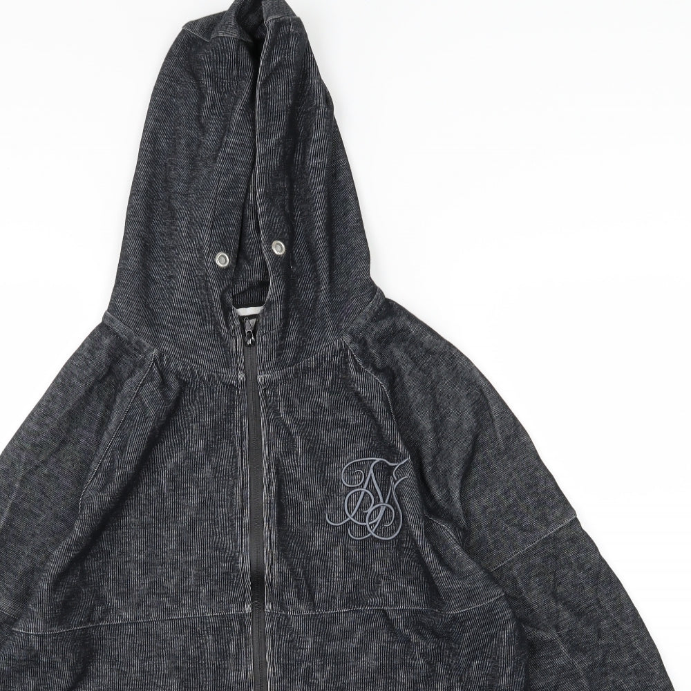 SikSilk Mens Grey  Jersey Full Zip Hoodie Size L