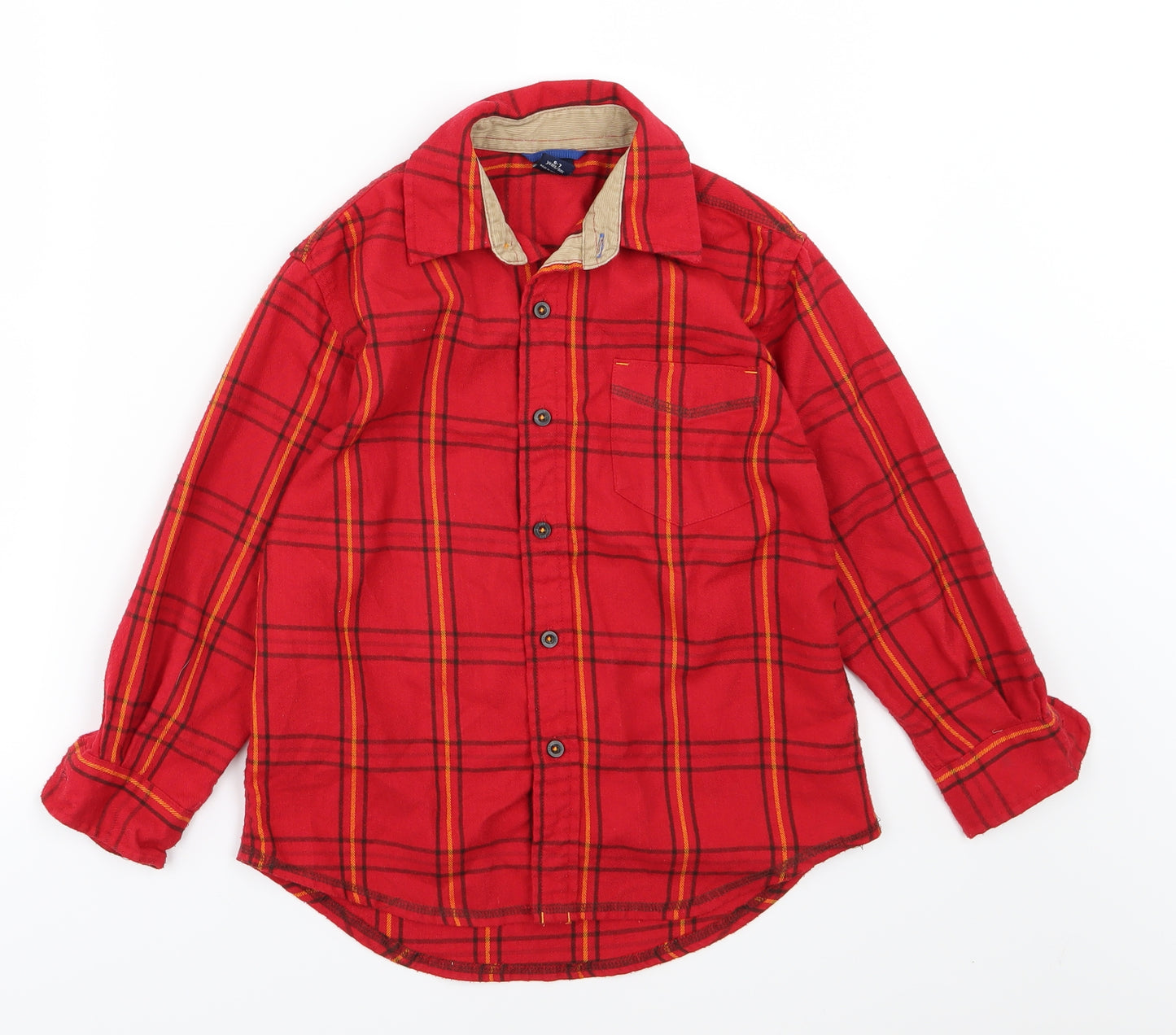 Gap Boys Red Striped Woven Basic Button-Up Size 6-7 Years
