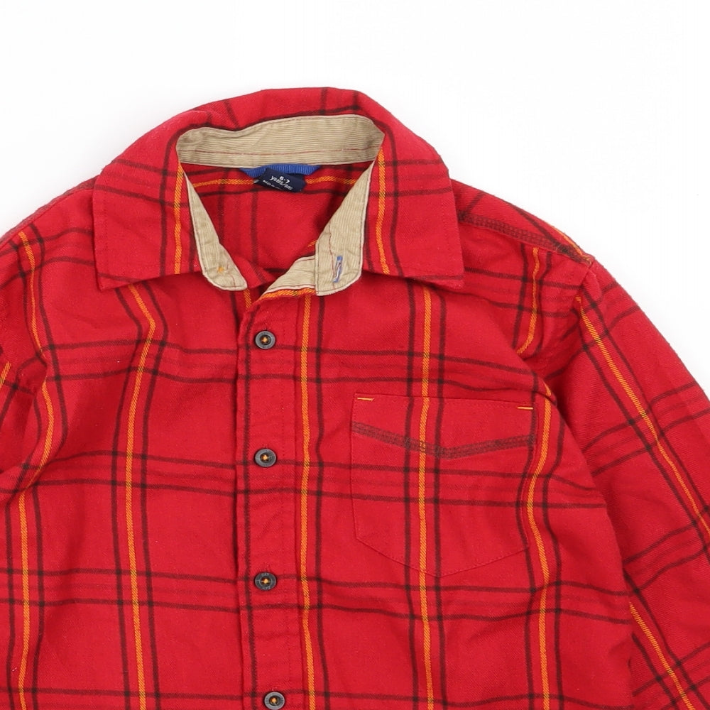 Gap Boys Red Striped Woven Basic Button-Up Size 6-7 Years