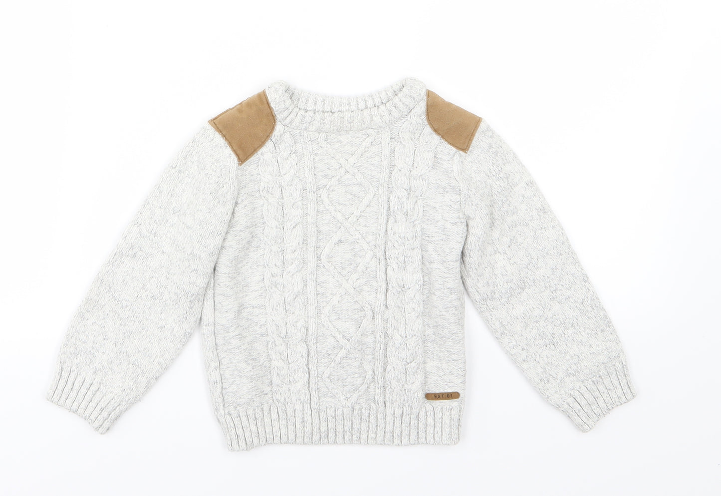 F&F Boys Grey  Knit Pullover Jumper Size 3-4 Years