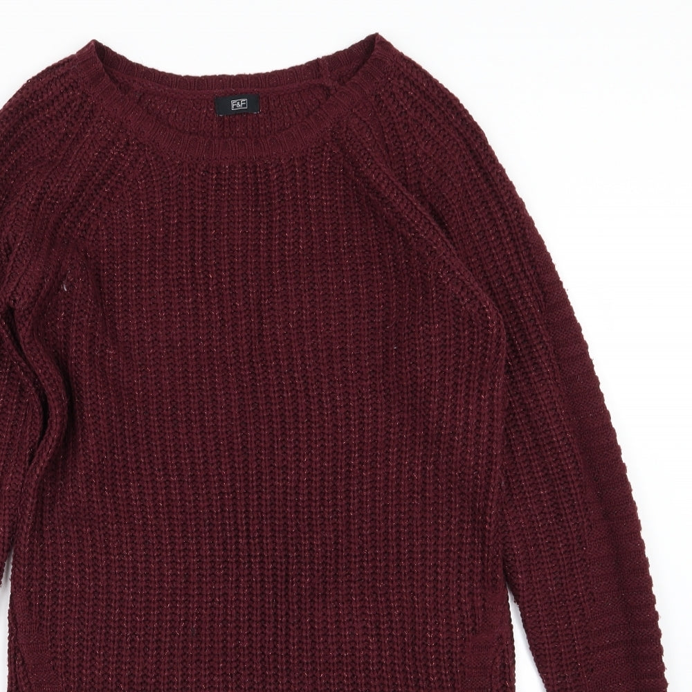 F&F Womens Purple  Knit Jumper Dress  Size 8