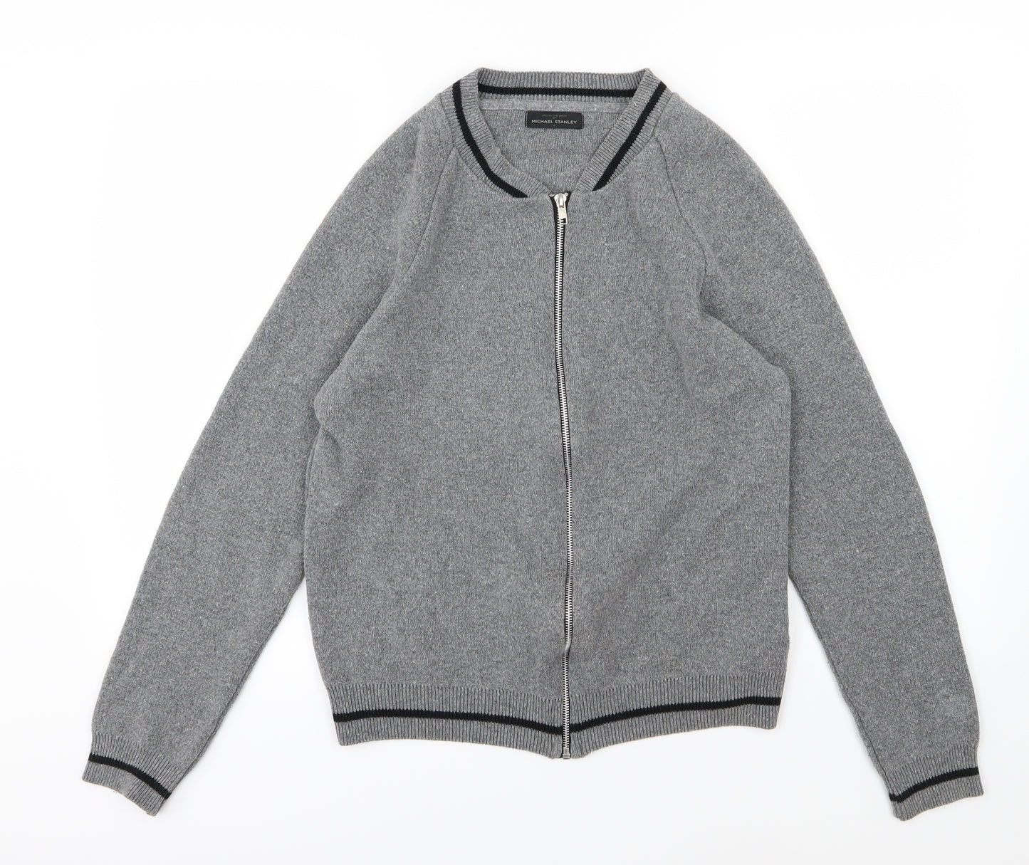 Michael stanley Mens Grey  Knit Full Zip Jumper Size S
