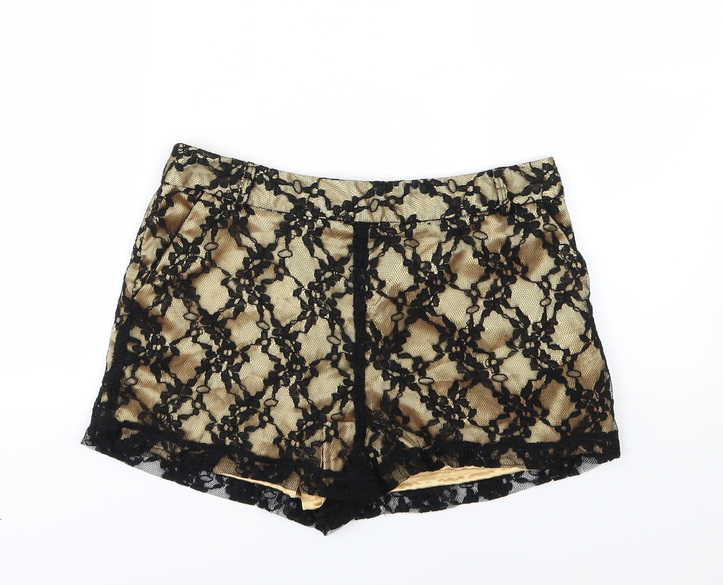 Primark Womens Gold Floral  Skimmer Shorts Size 12