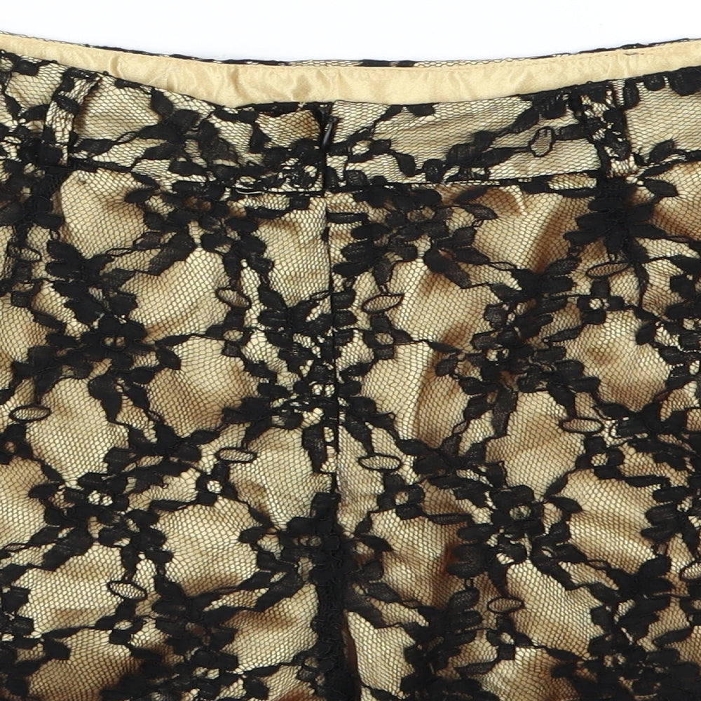 Primark Womens Gold Floral  Skimmer Shorts Size 12