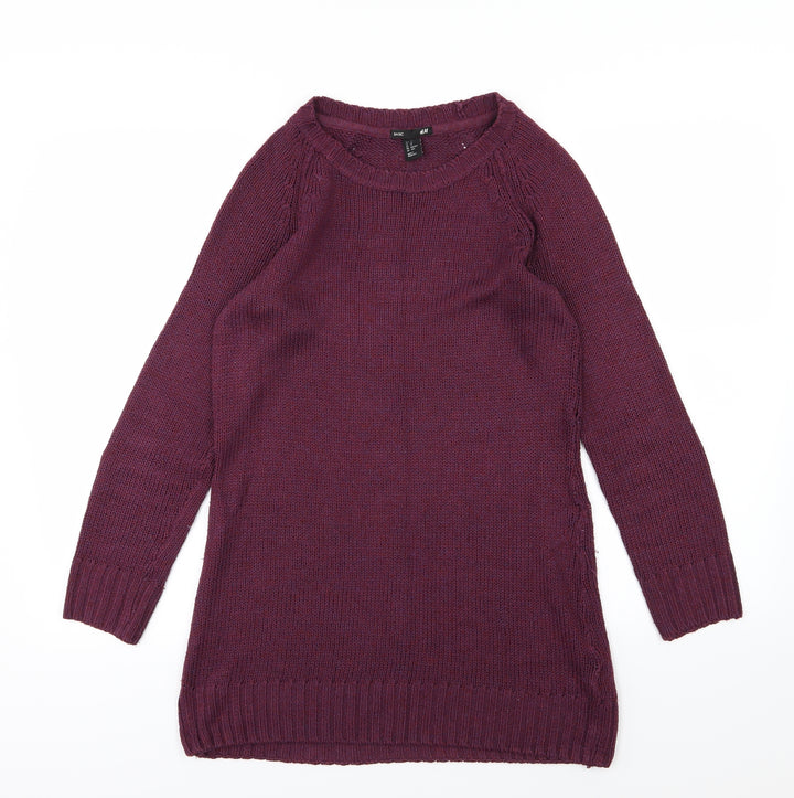 H&M Womens Purple  Knit Pullover Jumper Size XS