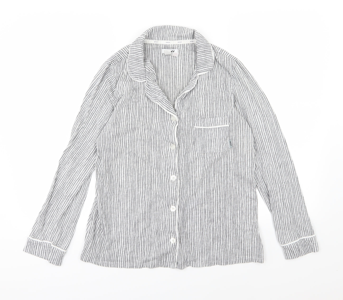 DKNY Womens Grey Striped Jersey Top Pyjama Top Size S