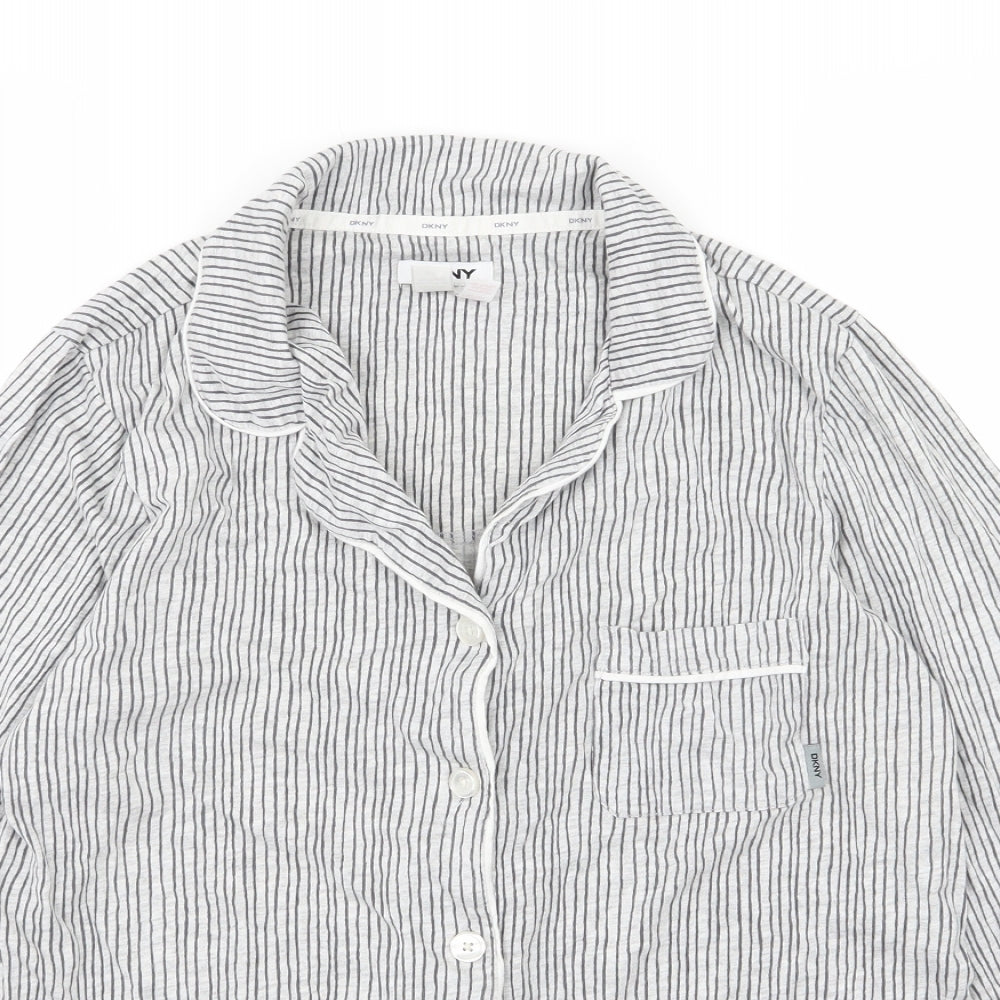 DKNY Womens Grey Striped Jersey Top Pyjama Top Size S