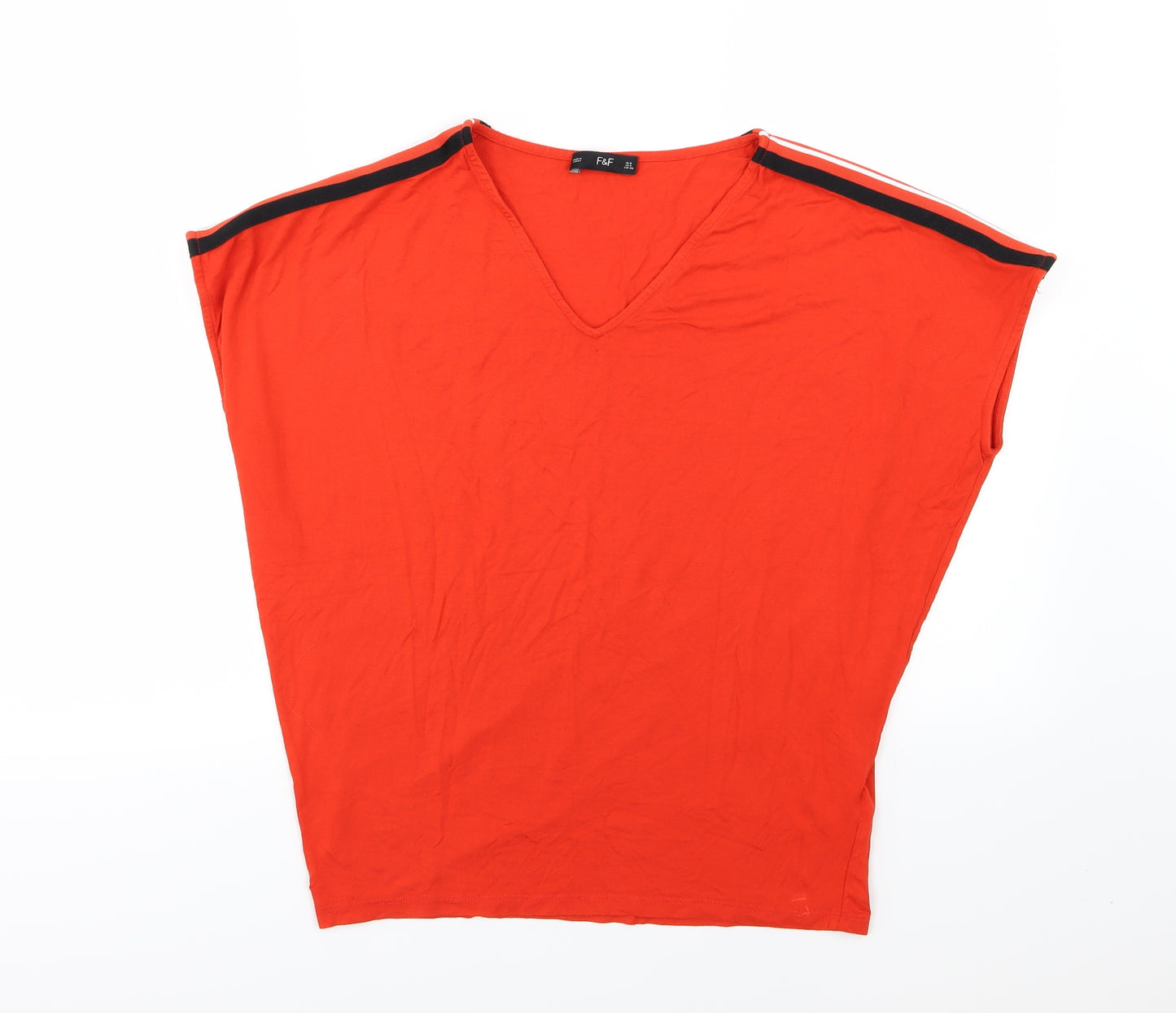 F&F Womens Red Striped Jersey Basic T-Shirt Size 8