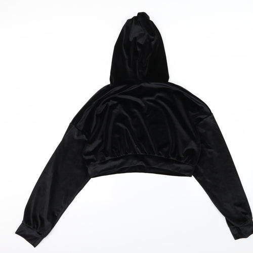 Boohoo Womens Black  Velour Pullover Hoodie Size 14