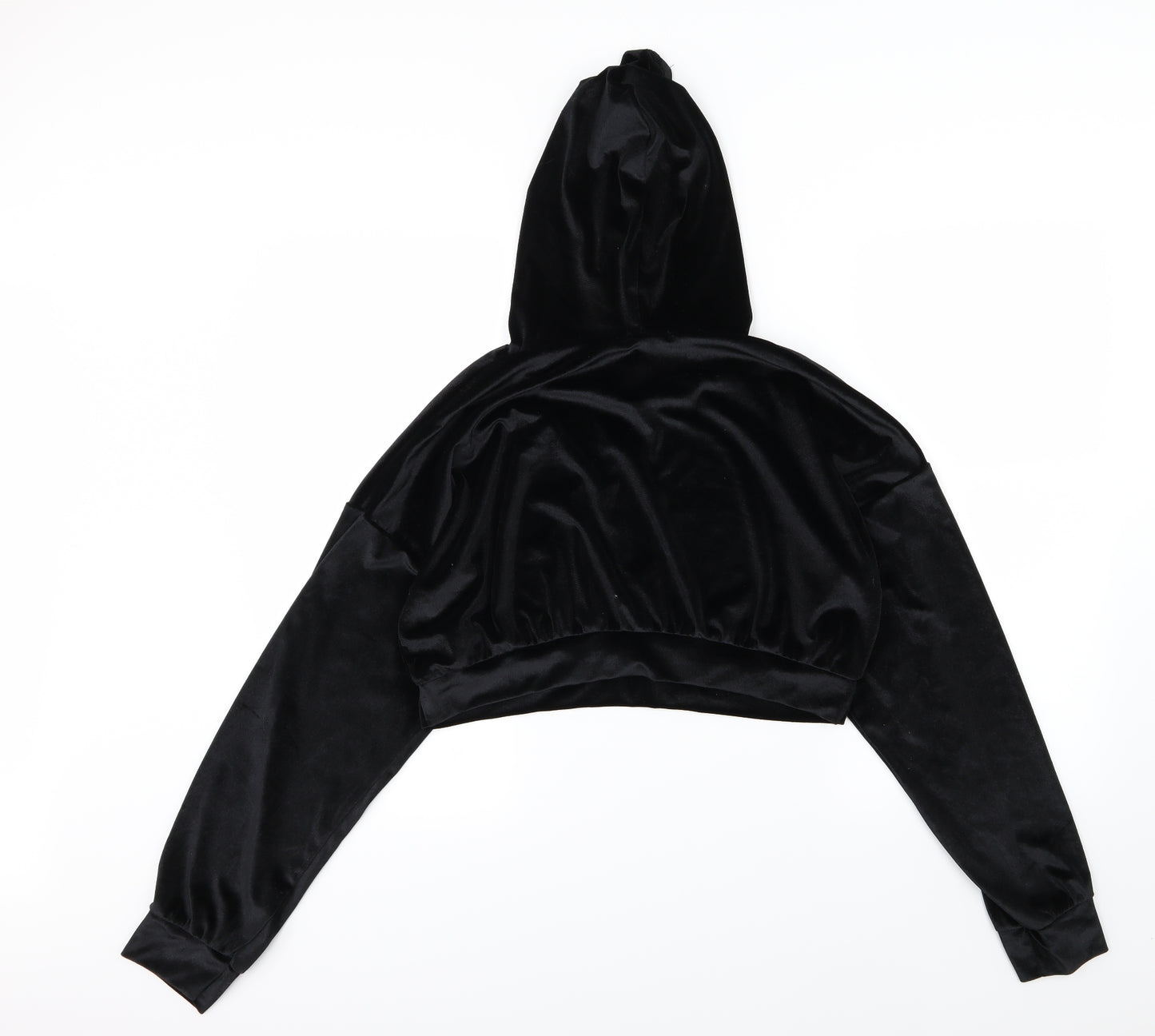 Boohoo Womens Black  Velour Pullover Hoodie Size 14