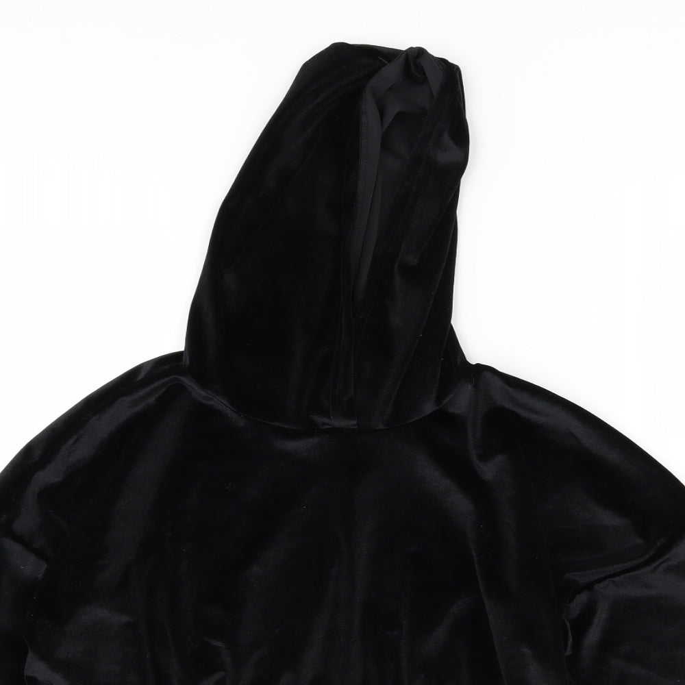 Boohoo Womens Black  Velour Pullover Hoodie Size 14