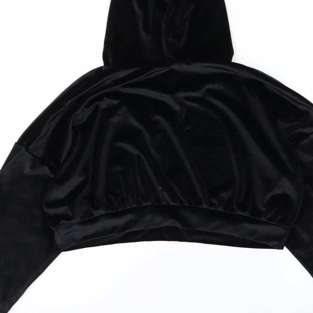 Boohoo Womens Black  Velour Pullover Hoodie Size 14