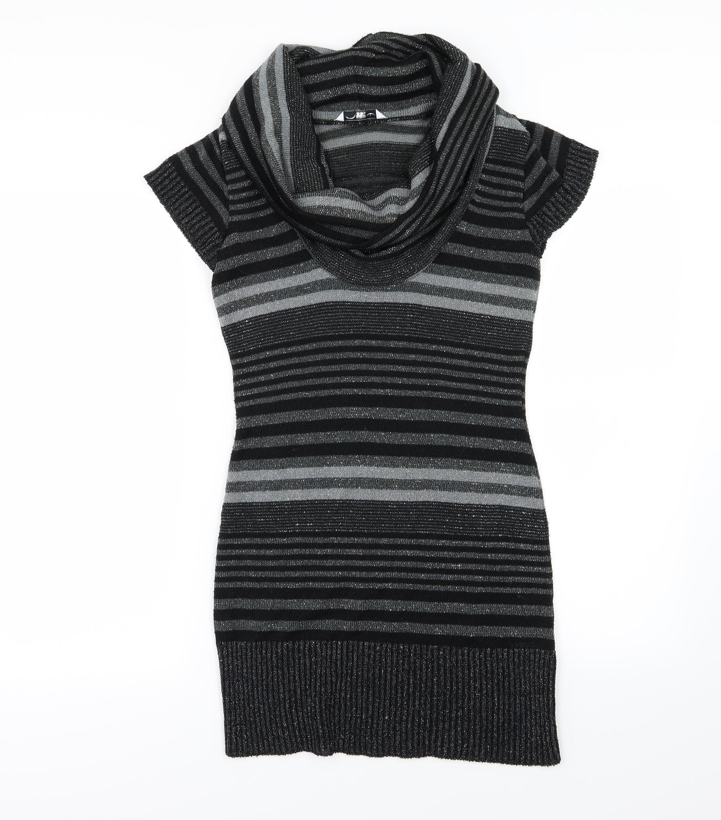 New Look Womens Grey Striped Knit Jumper Dress  Size M