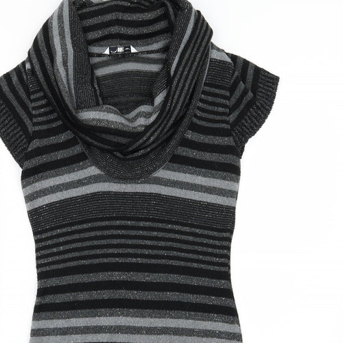 New Look Womens Grey Striped Knit Jumper Dress  Size M