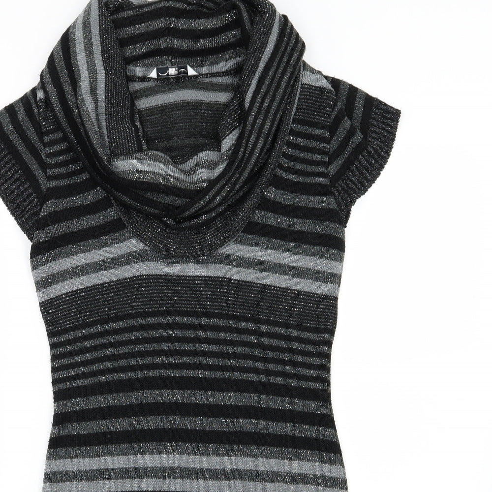New Look Womens Grey Striped Knit Jumper Dress  Size M