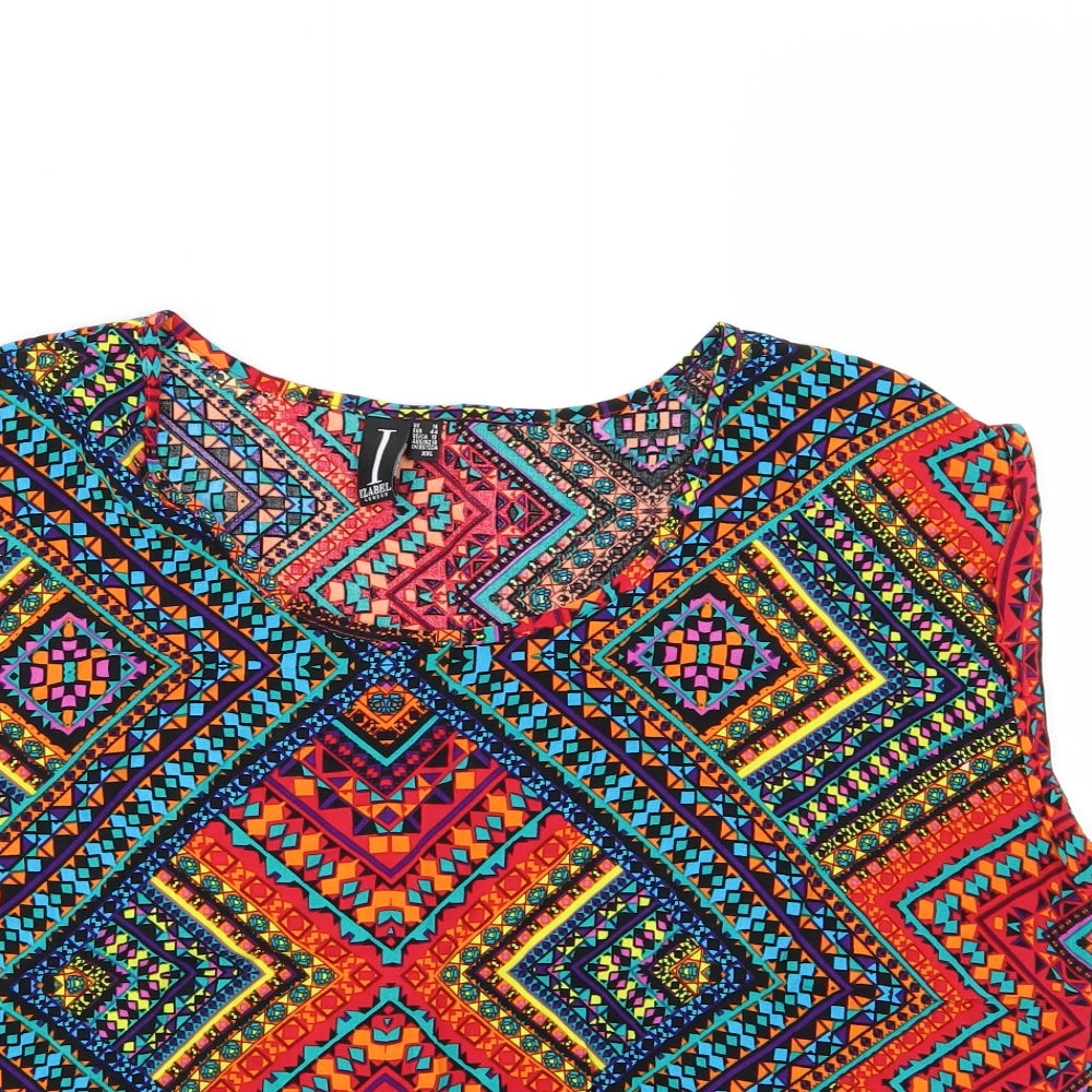 Izabel Womens Multicoloured Geometric  Basic Blouse Size 16