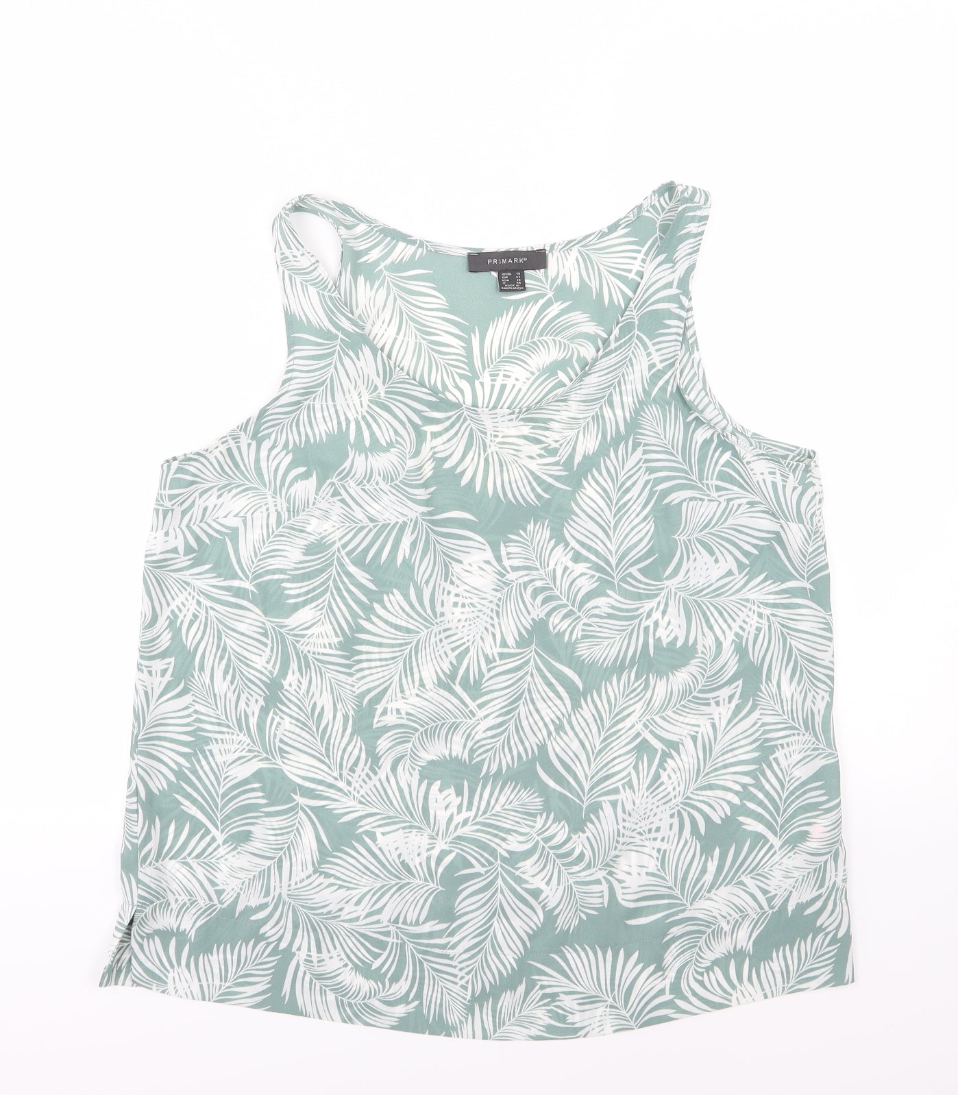 Primark Womens Green  Chiffon Camisole Blouse Size 14  - leaf print