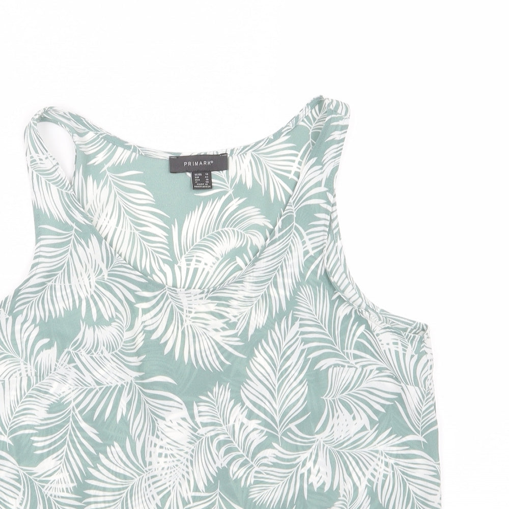 Primark Womens Green  Chiffon Camisole Blouse Size 14  - leaf print