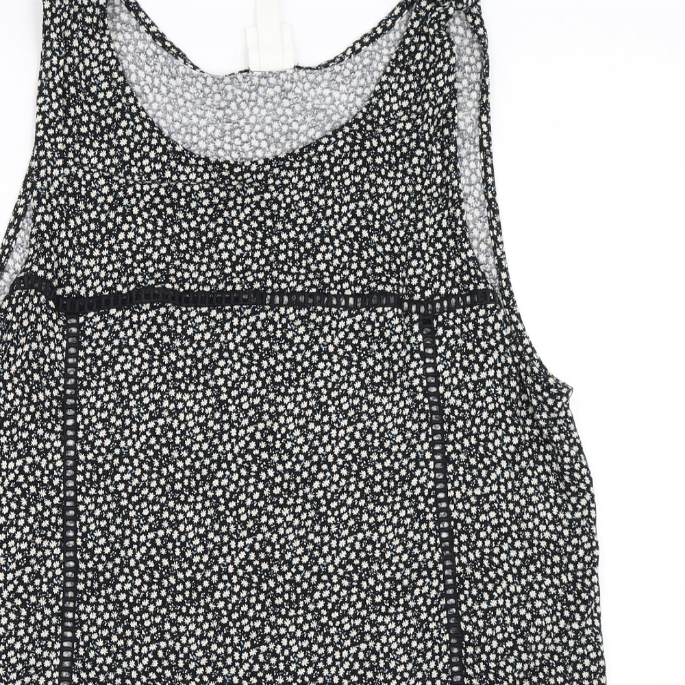 H&M Womens Black Floral  Basic T-Shirt Size L