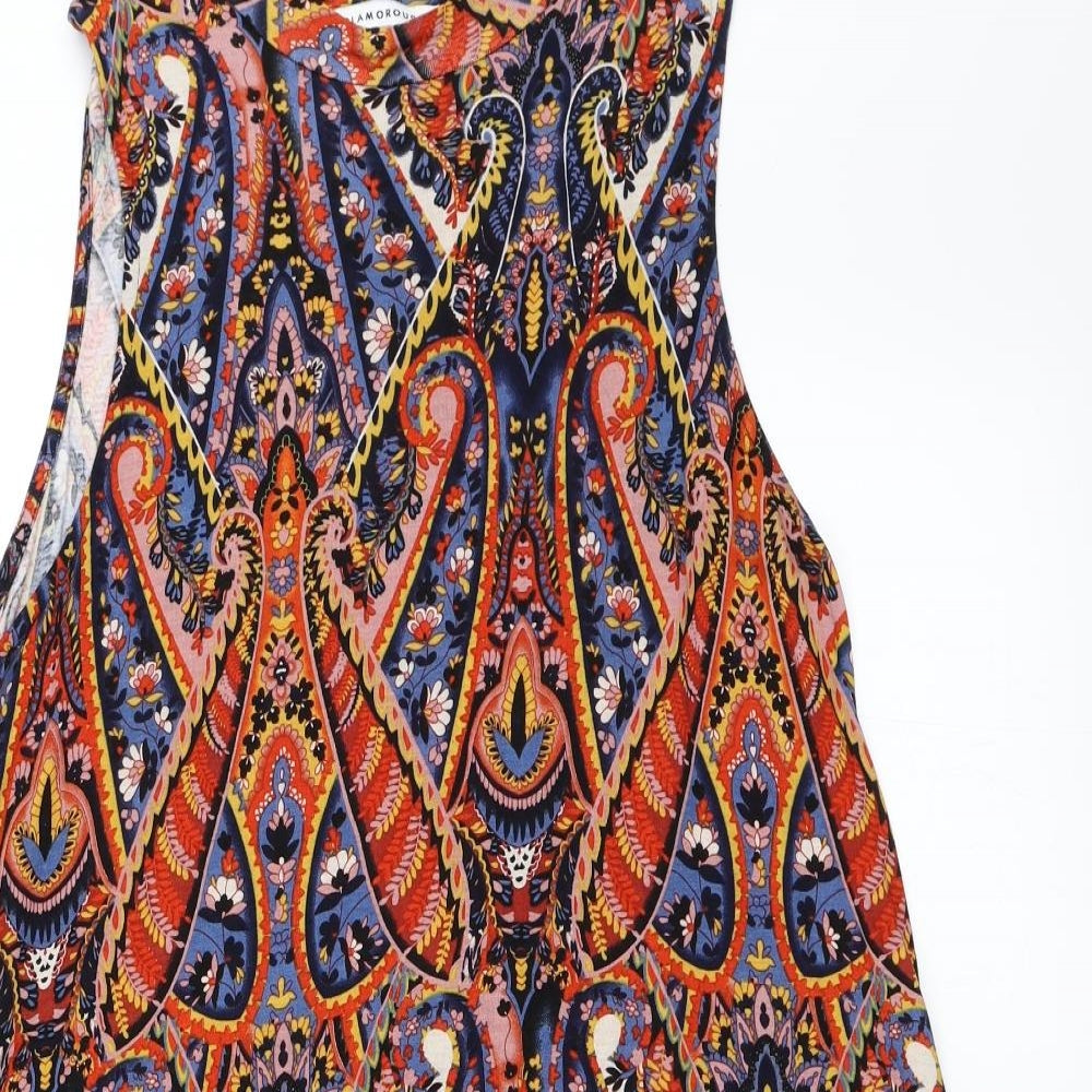 Glamourous Womens Orange Geometric  Trapeze & Swing  Size M