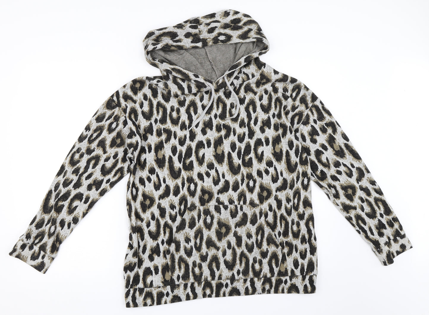 Matalan Womens Grey Animal Print  Pullover Hoodie Size M