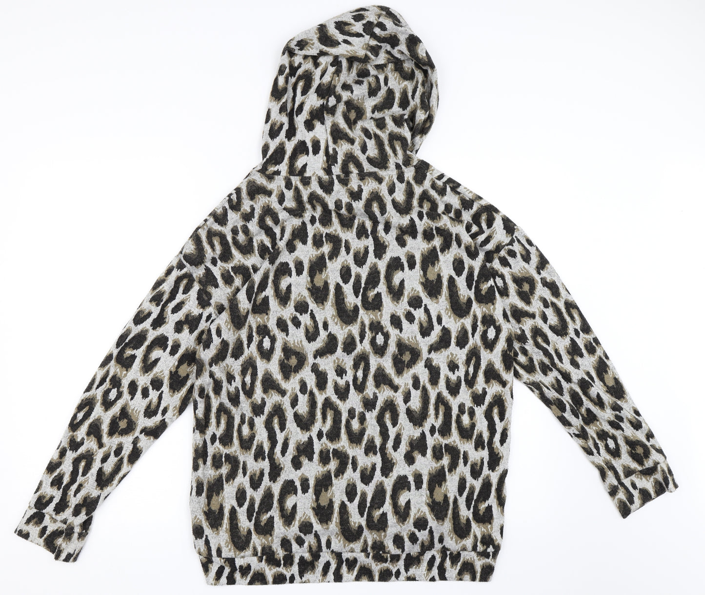 Matalan Womens Grey Animal Print  Pullover Hoodie Size M