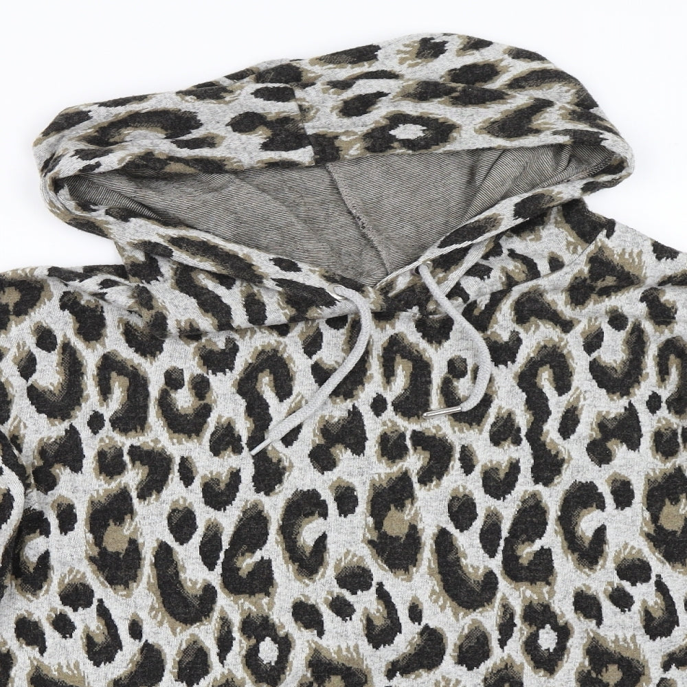 Matalan Womens Grey Animal Print  Pullover Hoodie Size M