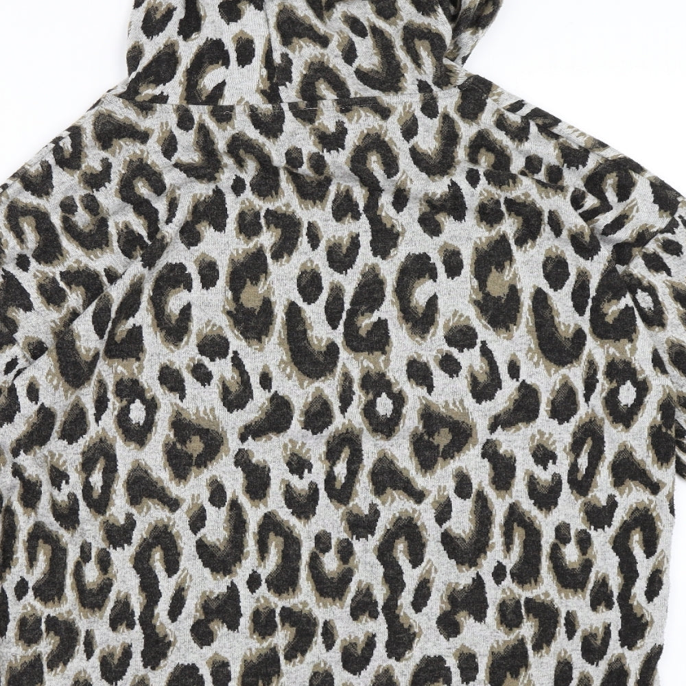 Matalan Womens Grey Animal Print  Pullover Hoodie Size M